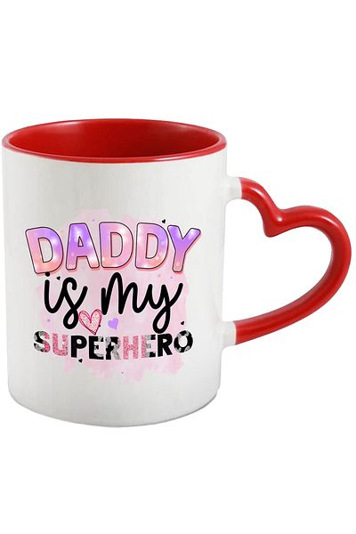 StoryGift Romania Mug with the message "Daddy is my superhero", dad, illustration, daddy, superhero, fun, With,STG.