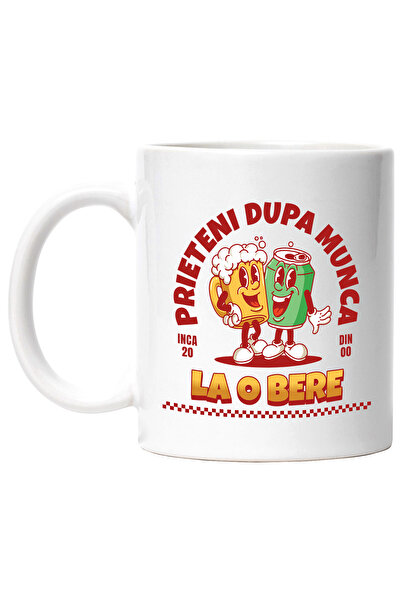 StoryGift Romania Cana Prieteni dupa munca Bere si doza de suc familie, 330ml, Ceramic cu Maner Al, Cu ,STG