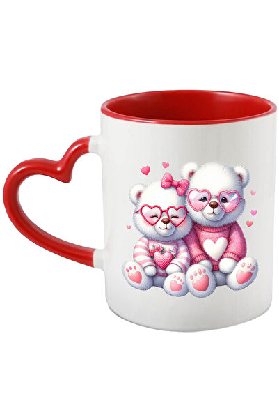 StoryGift Romania Cana cu o ursoaica si un urs | albi | ilustratie | inimioare | iubire | afectiun, Cu ,STG