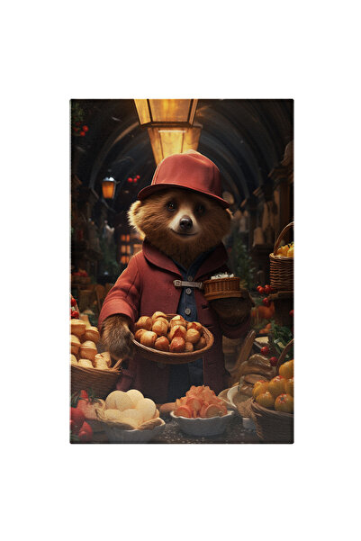 StoryGift Romania Tablou Canvas: Animații- Femelă Urs Cu Pălărie Roșie În Pia...