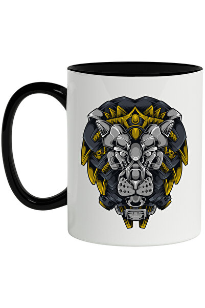 StoryGift Romania Cana Cu Leu, Cap, Coama, Robot, Cyberpunk, Sci Fi, Multicolor 330 ml, Ceramica c, Cu ,STG