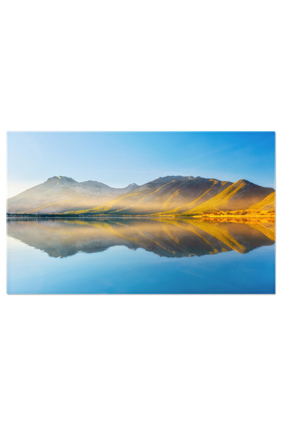 StoryGift Romania Tablou Canvas Lac Si Munti Intr-o Vale La Rasarit, Reflexie...