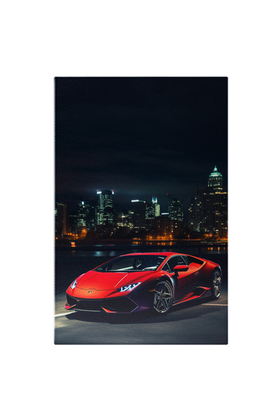 StoryGift Romania Tablou Canvas: Masina De Lux Lamborghini - Noapte Oras Mare...
