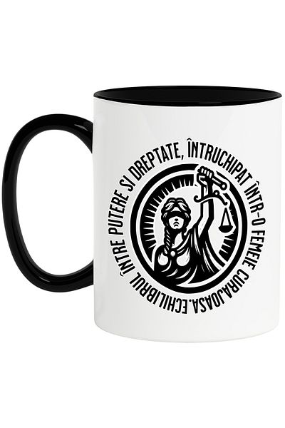 StoryGift Romania Mug Symbol Justice Text The Balance Between Power and Justice, Embodied In, With, STG.