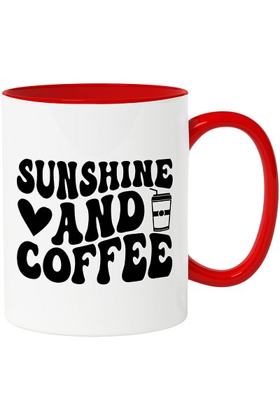 StoryGift Romania Mug with heart and text "Sunshine and coffee" - keeps you awake with Ro, Cu, STG handle