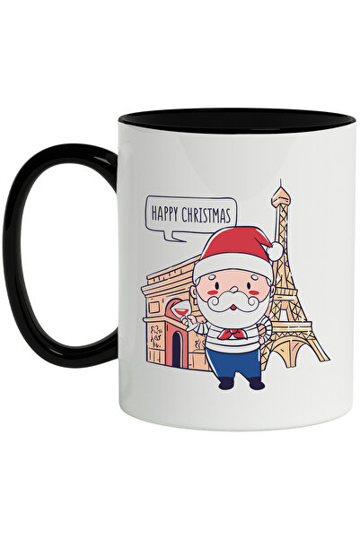 StoryGift Romania Cana Cu Mesaj In Engleza Happy Christmas, Paris, Mos Craciun, Vin, Multicolor 33, Cu ,STG