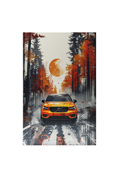 StoryGift Romania Tablou Canvas Volvo Masina De Culoare Portocalie Circula Pe...