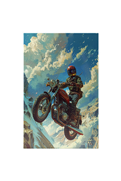 StoryGift Romania Tablou Canvas: Desen Cu Un Motociclist Care Escaladeaza Un ...