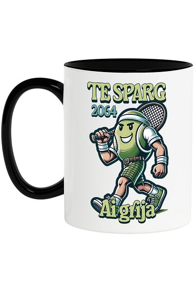 StoryGift Romania Tennis ball mug, sport court, take care, competition, 330ml, Ceramic with Handle, No, With, STG