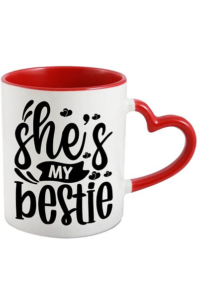 StoryGift Romania Mug with hearts and the text "She's my bestie" - she is the best friend of , With ,STG