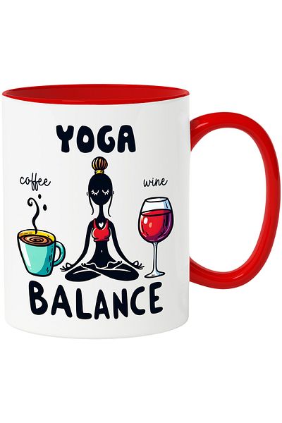 StoryGift Romania Mug with woman meditating with the message "Yoga balance", meditation, yoga, illustr, With ,STG