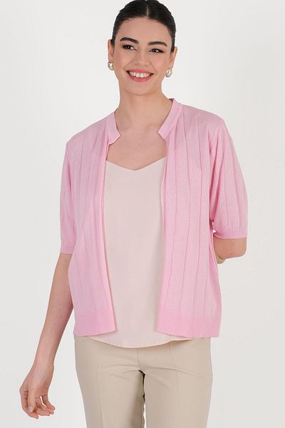 Spazio Consilia Hakim Collar Knitwear Cardigan Pink