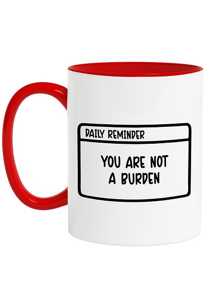 StoryGift Romania Mug with message in English "You are not a burden" - you are not a burden with Red Handle, With ,STG