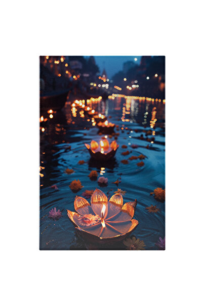 StoryGift Romania Tablou Canvas: Model De Floare, Nufăr Pe Apă Aprins Și Lumâ...