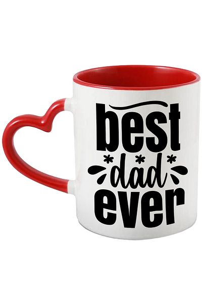 StoryGift Romania Mug for the coolest dad ever - English text with Red Heart Handle, With ,STG