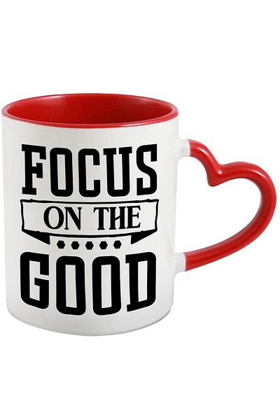 StoryGift Romania Mug with a message that encourages you to focus on the good things with a Heart Handle R, Cu, STG