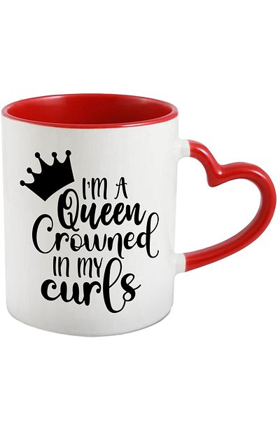 StoryGift Romania Mug with a royal crown for crowned queens in their curls with Heart Handle, With ,STG.