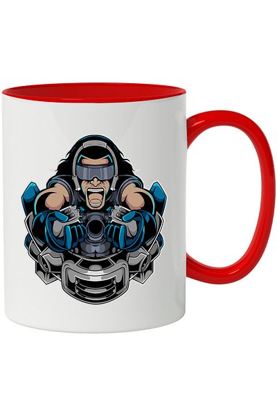 StoryGift Romania Mug With Gamer, Broken Controller, Robot, Glasses, Mecha, Multicolor 330 ml, Wax, With ,STG
