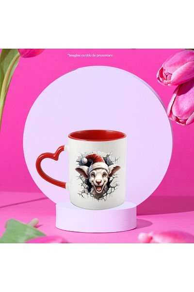 StoryGift Romania Mug with a little animal sticking its head out of a destroyed wall | illustration | ve, Cu,STG.