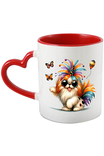 StoryGift Romania Cana cu un catel nebunatic si vesel, ilustratie, fluturi, p...