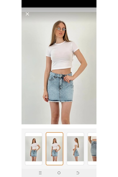 YKW Kot Taşlı Mini Etek