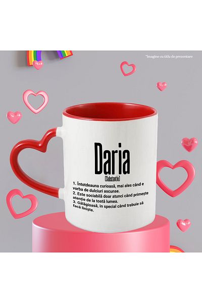 StoryGift Romania Mug With the Name Daria, and Funny Message, Curious, Sociable, Noisy, 330ml, , With ,STG.