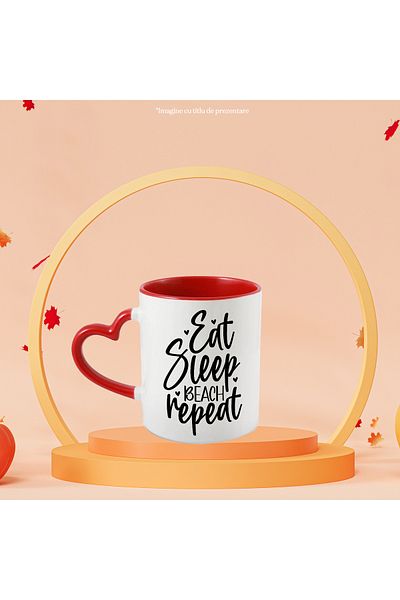 StoryGift Romania Mug with hearts and the message "Eat sleep, beach, repeat" - eat sleep, beach, repeat, With ,STG
