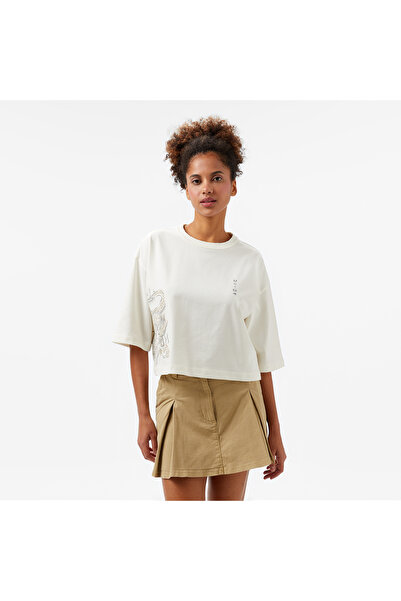 United 4 UNITED4 Kadın Krem T-Shirt