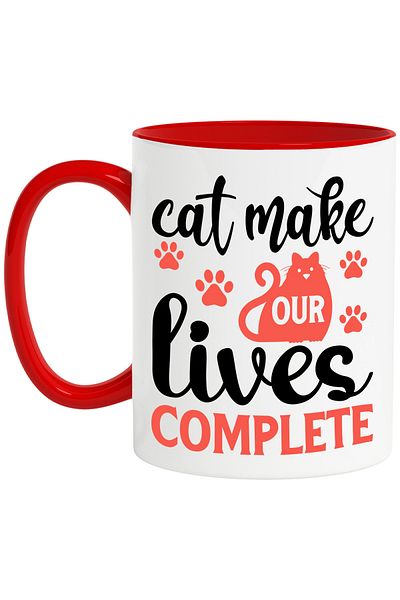 StoryGift Romania Cana Cu Mesajul "pisicile Ne Fac Vietile Complete" - Animale De Companie Cu Mane, Cu ,stg