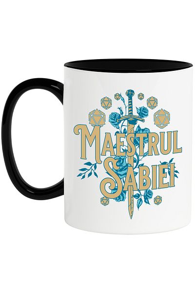 StoryGift Romania Mug Sword Master Blue Roses Video Games, 330ml, Ceramic with Handle, With,STG