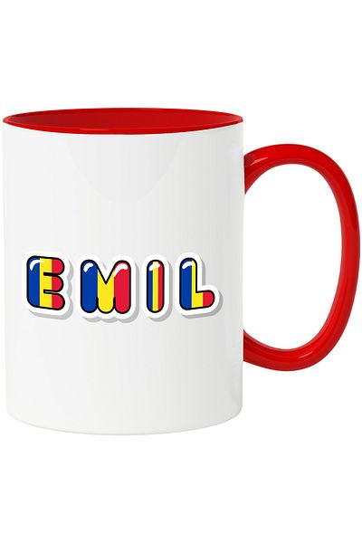 StoryGift Romania Mug With Name Emil, Romania, Supporter, Romanian Flag, Patriot, 330ml, Ceramics, With, STG