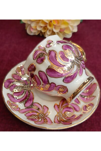 BY.RAYKA PORSELEN El Dekor Anka Porcelain Hand Decor Painting Set of 2 Cups