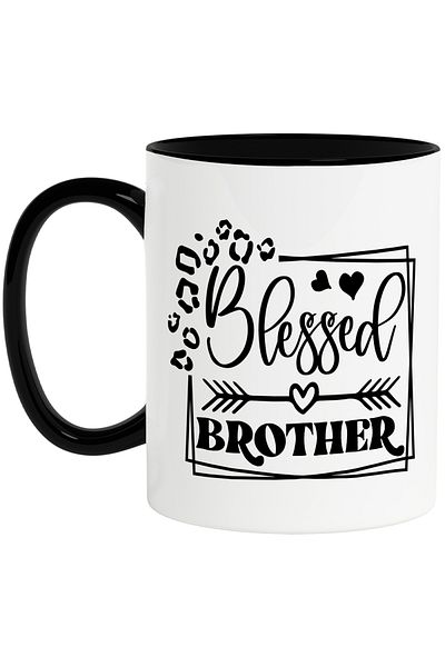 StoryGift Romania Mug with hearts and the text in English "Blessed brother" - blessed brother, with, STG