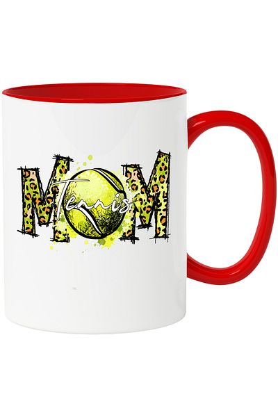 StoryGift Romania Mug with a tennis ball with the message "Tennis Mom", illustration, mom, sport, susti, With ,STG