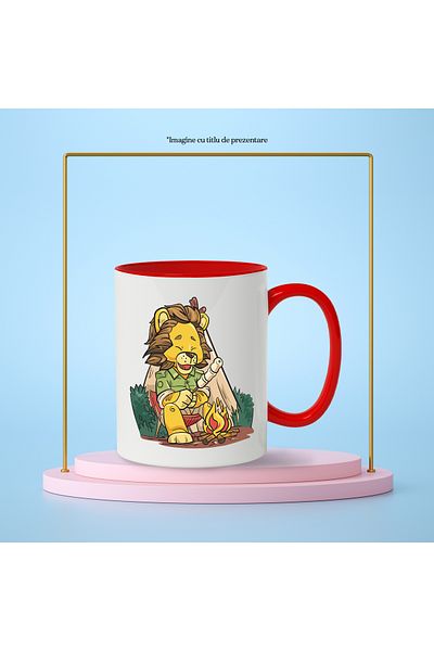 StoryGift Romania Lion Mug, Camping, Skewers, Campfire, Tent, Chair, Shirt, Multicolor 3, With ,STG
