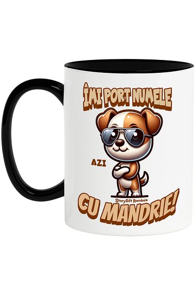 StoryGift Romania Funny Dog Mug Text Today I Wear My Name Proudly! Birthday, 330ml, Ceramic, With ,STG