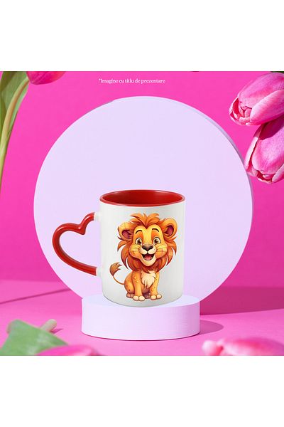StoryGift Romania Mug with a cheerful lion | illustration | wild animal | king of the jungle | dangerous, With ,STG