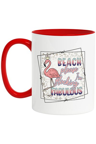 StoryGift Romania Mug with the message "Beach, please, I'm flocking fabulous", summer, vacation, relaxation,, With ,STG