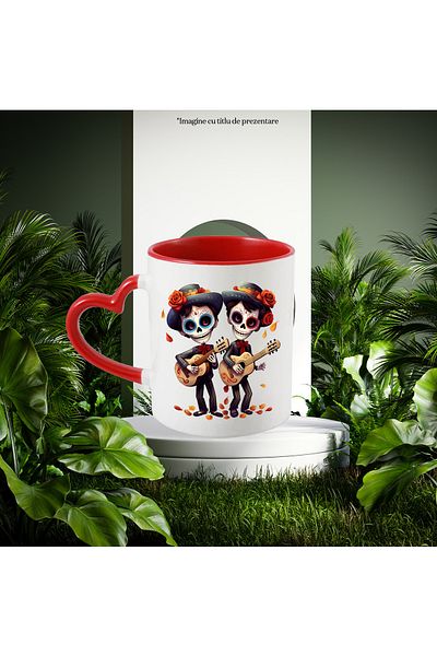 StoryGift Romania Mug with 2 people playing guitar | illustration | horror makeup | hats |, With ,STG.