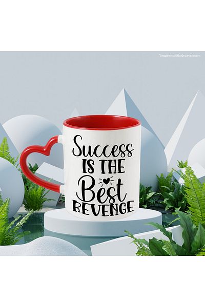 StoryGift Romania Mug with heart and motivational message "Success is the best revenge" - success, With,STG.