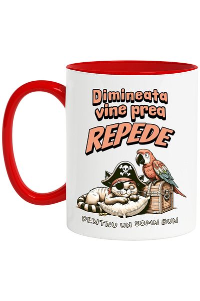 StoryGift Romania Pirate cat sleeping mug morning comes too soon, 330ml, Ceramic with Ro Handle, With, STG