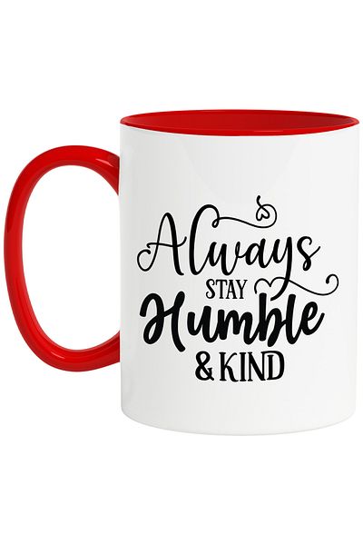 StoryGift Romania Mug with a message in English that urges you to always be modest and kind to Ma, Cu, STG