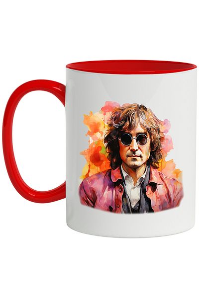 StoryGift Romania Mug With John Lennon, Musician, Celebrity, The Beatles, Multicolor 330 ml, Wax, With ,STG