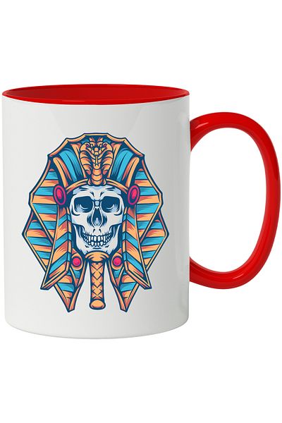 StoryGift Romania Mug With Skull, Pharaoh, Hat, Cobra, Ancient Egypt, Multicolor 330 ml, Ceramics, With ,STG