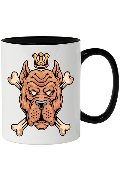 StoryGift Romania Mug With Puppy, Amstaff, Bones, Crown, Dog Lovers, Multicolor 330 ml, Sky, With ,STG