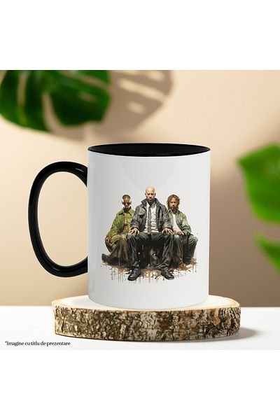 StoryGift Romania Mug With Men, Characters, Jacket, Sunglasses, Beard, Multicolor 330 ml, With
