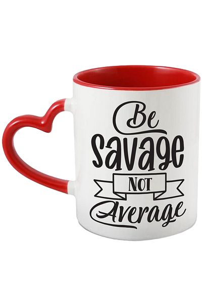 StoryGift Romania Mug with a message that urges you to be wild, not mean, with a Red Heart Handle, with ,STG.
