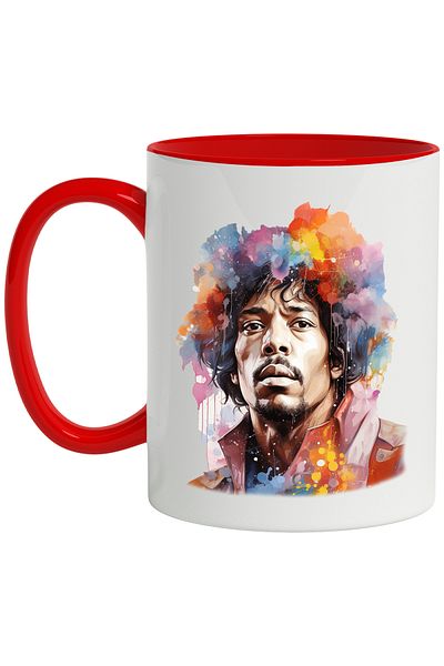StoryGift Romania Mug With Jimi Hendrix, Guitarist, Star, Famous Artist, Multicolor 330 ml, Wax, With ,STG