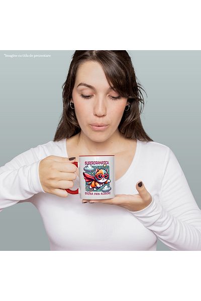 StoryGift Romania Cana Super Dramatica,supererou, Eroina Prin Alegere, 330ml, Ceramic Cu Maner Ros, Cu ,stg