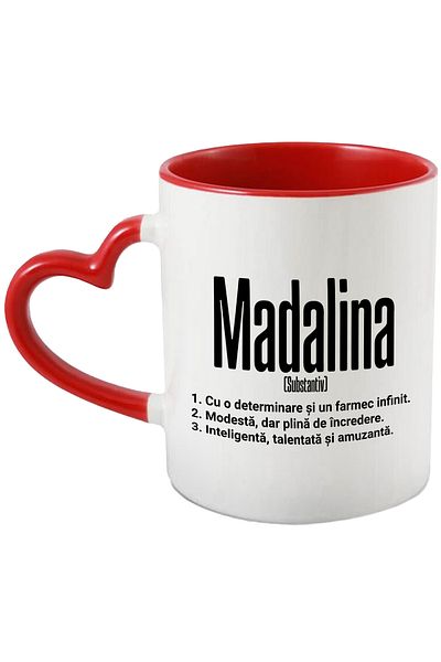 StoryGift Romania Mug With Name Madalina, and Motivational Message, Determination, Modest, Intelligent, With, STG